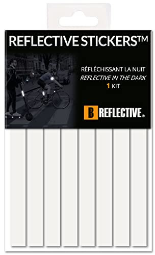 B REFLECTIVE - 8 Pegatinas Tiras Retrorreflectantes Patinetes, Bicicletas, Motos... Pegatinas Múltiples Soportes - Grand Visibilidad - Tecnología 3M™ - Adherencia máxima - Blanco/Plata