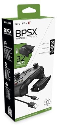 Gioteck High Capacity Battery (1400 mAh) for Xbox Series X S Wireless Controller, 32 Hour Battery Life, Includes 3 Metre Plug and Play Cable - Black