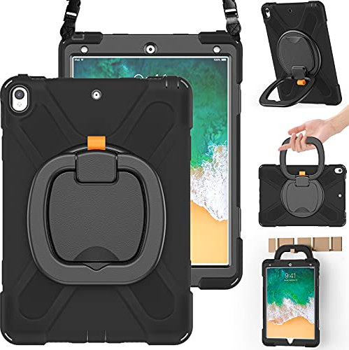 BRAECN Schutzhülle für iPad Air 3 10.5 2019, iPad Pro 10.5 Hülle 2017, robuste Silikonhülle mit Stifthalter, drehbarem Handgriff, Schultergurt, stabiler Ständer, passend für iPad Air 3. Generation,
