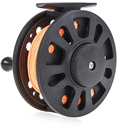 GudGmtoy Fliegenrolle GLA 7/8 5/6 Fliegenfischen Rolle mit Schnur Links/Rechtshänder, mit Angelschnur, Fliegenfischen Zubehör (Orange)