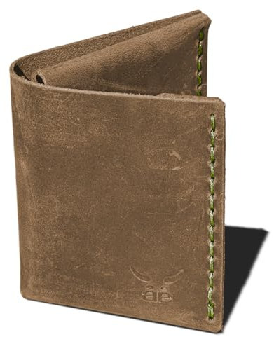 handgenähtes wallet MONO aus grauem Premiumleder für Männer • edle Patina: zeitlos, hochwertig, nachhaltig • mit Münz- und Scheinfach & 10+ Karten • Qualität made in Germany