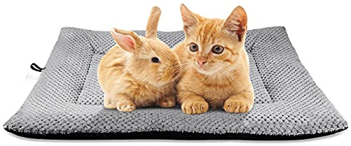 Onarway Dog Bed Small: Washable 61x46cm Dog Mat/Cushion for Cats Puppy | Fluffy Sherpa Soft Warm Dog Crate Bed/Mattress for Small Pets - Grey