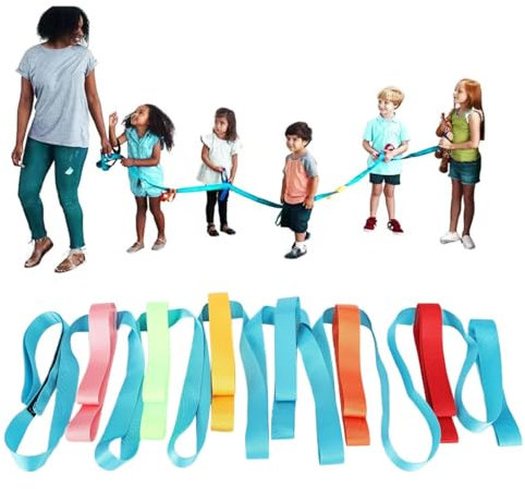 Corda da passeggio di sicurezza per bambini, 368cm/144.88in Corda di linea anti persona guinzaglio bambinicon 12 manici colorati per all'asilo, scuola e bambini all'aperto