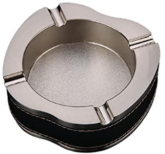 WHYUNM26 Retro Metall und Leder Aschenbecher Zigarrenzubehör Original Robuster und Langlebiger Aschenbecher Home Office Feuerzeug Raucher Set Aschenbecher Dekoration Geschenk,Silver