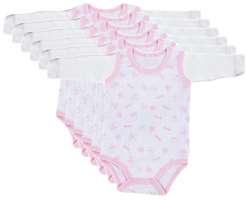SalGiu Body (6 pezzi) Neonato Manica Lunga 100% Caldo Cotone Invernali (1 mese, Rosa)