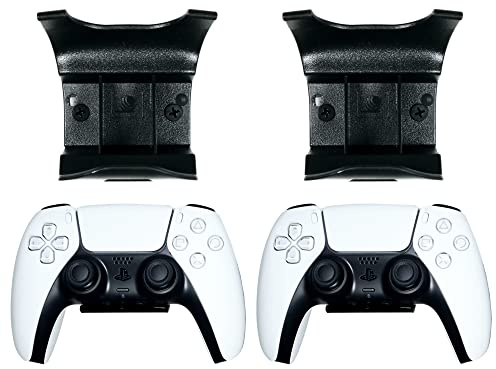 Q-View Black Controller Wall Mount Clips Compatible with PS5 Controllers – Under Desk & Wall Storage Brackets, ABS Plastic Holder Set