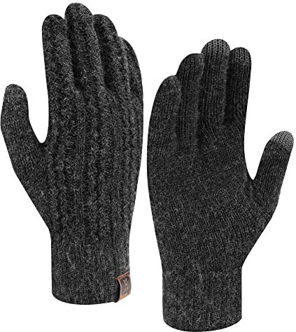 Bequemer Laden Damen Winter Warm Touchscreen Handschuhe mit Fleece Gefüttert und Elastisch Manschette Winterhandschuhe Strickhandschuhe Fingerhandschuhe, Schwarz
