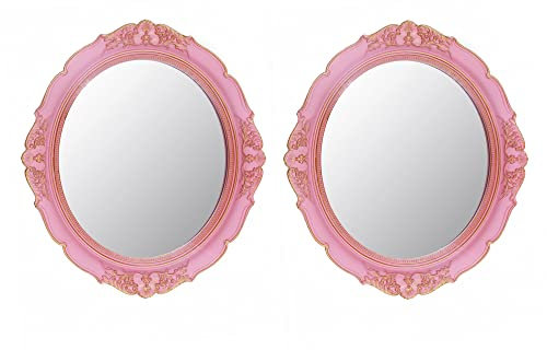 YCHMIR Lot de 2 miroirs décoratifs vintage à suspendre Miroir ovale Rose 37,6 x 33,3 cm