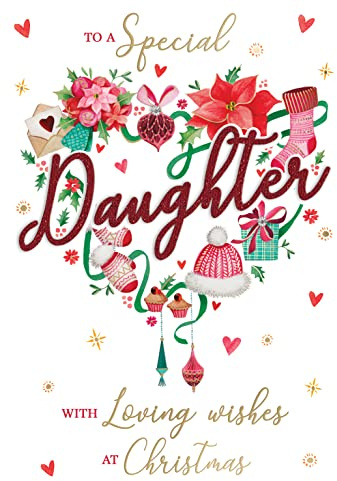 Special Daughter Festive Embellished Magnifique Christmas Card Large Xmas Cards XMQ014