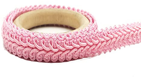 Yurosiay 10m×1.2cm Posamentenborte Bunt Handgemachte Geflochtene Borten Vintage Gewebte Drehkordel Borte Geflochtenes Spitzenband Geflochtene Bordüre Stoffborte zum Nähen Bsteln Rosa