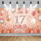 TUTUXMA 17. Geburtstag Dekoration Roségold, Banner, Party Deko für Mädchen, Hintergrund Banner, Extra Große 17. Stoff Schild Poster mit Seil (19,7 Fuß lang)