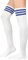 Durio Kniestrümpfe Damen Overknee Socken Lange Strümpfe Überknie Gestreift Socken Kniestrümpfe Karneval Halloween Kostüm Cosplay Kostüm Mädchen Weiß mit Blaue Streifen Einheitsgröße