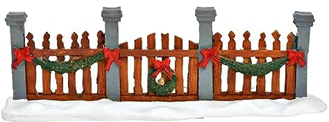 Zaun im Schnee mit Weihnachtsdeko - Lichthaus Winterwelt - Miniaturfiguren Miniatur-Modell für ihre Miniaturwelt - detailreiche Winterwelt Weihnachtsdorf Weihnachtsdekoration Sammlerobjekt