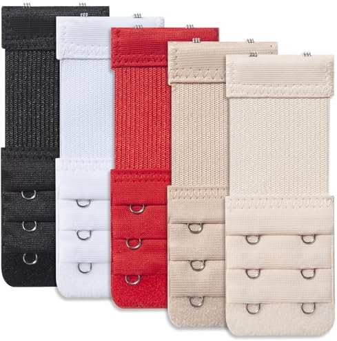 Frauen-BH-Verlängerung 2 Haken 3 Reihen elastische BH-Verlängerung Band einstellbare weiche BH-Träger-Verlängerungen (5 Farbe)