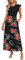AUSELILY Women Floral Maxi Dress Ruffle Petal Short Sleeve Dresses with Pockets Casual Elastic High Waist Long Dress Rose Black,M