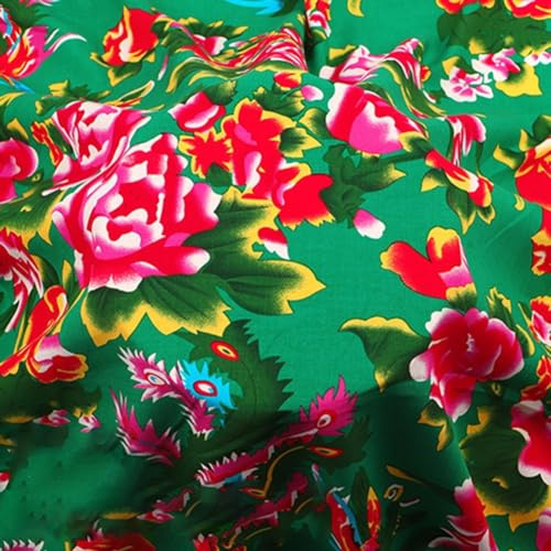 Tissu de style chinois haute densité, durable et résistant à la décoloration, adapté pour les jupes et rideaux (fleur verte B)