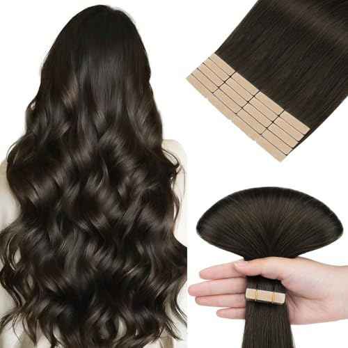 hotbanana Tape in Extensions Echthaar 30cm | Remy Hair Invisible Dunkel Braun Haarverlängerungen Echthaar Tapes 20PCS 40g