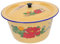 PRETYZOOM 1pc Vintage Enamel Bowl with Lid Retro Enameled Kitchen Pot for Cooking and Serving Antique Oil Basin Random Pattern for Storing Spices and Food