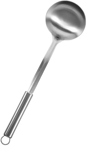 Mikinona Cucchiaio da cucina in acciaio inox, mestolo grande, mestolo da forno, mestolo, mestolo per acqua in metallo, spessore pentola calda
