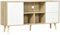HOMCOM Meuble TV Banc TV jusqu'à 45 Pouces Pattes en Bois Massif 3 niches 1 Meuble avec Porte et 2 tiroirs