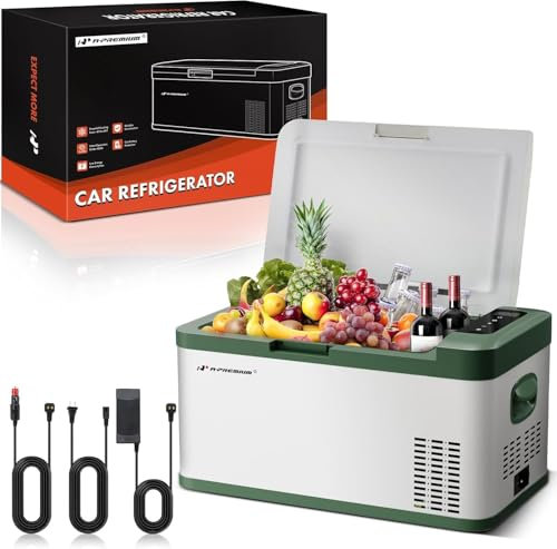 A-Premium - Réfrigérateur portable de 20,1 l, congélateur portable de -9,1 °C à 19,2 °C avec 12/24 V CC et 110/240 V AC pour le camping, les camping-cars, les voyages, les camions, l'extérieur et la
