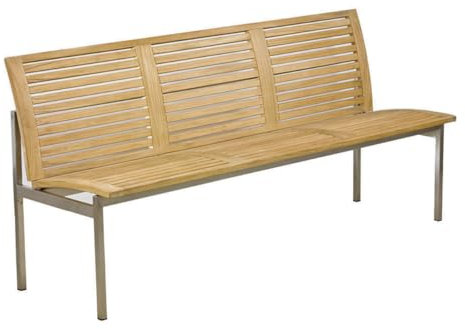 Matahari Gartenbank Centauri 200 cm 4 Sitzer Teakholz/Edelstahl Terrassenbank ohne Armlehne, ST-SQB-200