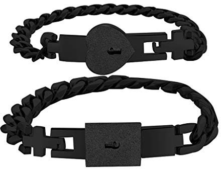 MULAIDI 2 Stück Paar Armbänder Neuheit Schloss Für Schlüssel Armreif Armbänder Edelstahl Liebhaber Herz Schloss Für Schlüssel Armband Armreif Armbänder Für Frauen 14k Echt