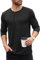 COOFANDY Mens Henley Shirts Long Sleeve Grandad T Shirts Plain Buttoned Shirts Thermal Winter Tops Lightweight Casual Tshirt Black M