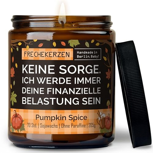 Lustige Duftkerze mit Spruch für Mama & Papa | Handgemacht aus Sojawachs | In Geschenkbox | Originelles Valentinsgeschenk für Eltern, Vater, Vatertag, Mutter, Muttertag |Pumpkin Spice