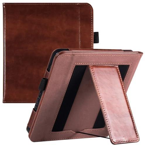 Couverture de Protection E-Book Étui avec Support pour Kobo Libra Color/Libra 2 / Libra H2O liseuse 7 , Housse en Cuir PU avec Deux dragonnes et Veille/réveil Automatique Cas de Livre électronique(