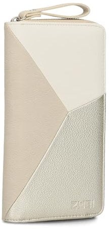 Damen Geldbörse JANA J2 Wallet 20 x 11 cm hochwertiges Kunstleder im Tricolor-Design, Portemonnaie mit 12 Kartenfächern, Münzfach, Sichtfach für Ausweise, mit umlaufenden Reißverschluss (nubuk-linen)