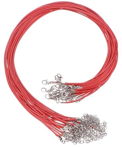 sourcing map 20Pcs Waxed Necklace Cord Bulk Red 1.5mm Dia 18 Necklace String Rope with Chain Clasp for Pendants Bracelets Jewelry Making Supplies Accessories