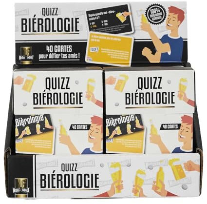 MISTER GADGET - MG3550 Jeu du Quizz Bierologie, Testez Vos Connaissances en Biérologie, Jeu Interactif pour Adultes, Disponible en Marron et Noir, Thème Bière