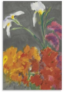 QINGYUAN Emil Nolde Iris und Sommerblumen-Poster, Heimdekoration, Poster, Wandkunst, Schlafzimmer, dekorativ, ästhetisch, 40 x 60 cm