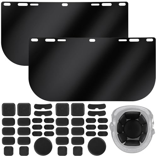 Feekoon 2 Pack Face Shield Ersatzlinse mit Helmpolster, getönter Vollgesichtsschutz kompatibel mit Hobart 770580, Helm Ersatz Schaumstoffpolster Kits für Schweißen, Schleifen, DIY, Cosplay Helm