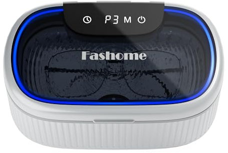 Fashome Ultrasonic Cleaner, 45000Hz Jewellery Cleaner 3 Power 5 Timer Settings with LED Lights & Degas Mode, 550ML Sonic Cleaner with Basket Wacth Stand for Retainers Jewelry Rings Glasses Dentures