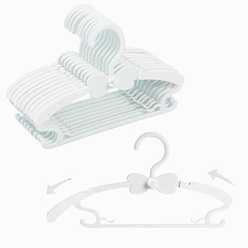 Kleiderbügel Kinder，20 Stück 29-37CM Mitwachsende Kinderkleiderbügel Stapelbare Baby Kleiderbügel mit Hosenständer Platzsparend Kinderbügel rutschfeste Kunststoff Baby Bügel(Weiß)