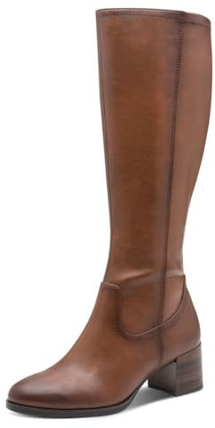 Jana Damen Long Boot Heel Vegan, Stivali ad Altezza Ginocchio Donna, Cognac, 40 EU