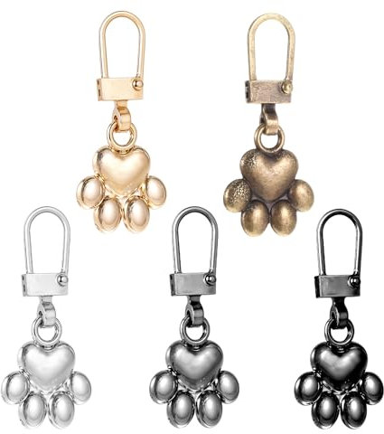 Tucnoeu 20pcs Hundepfote Reissverschluss Zipper Abnehmbar Reißverschluss Anhänger Reissverschluss Anhänger für Kleidung, Koffer, Hosen, Geldbörsen DIY Reparatur 5 Farben