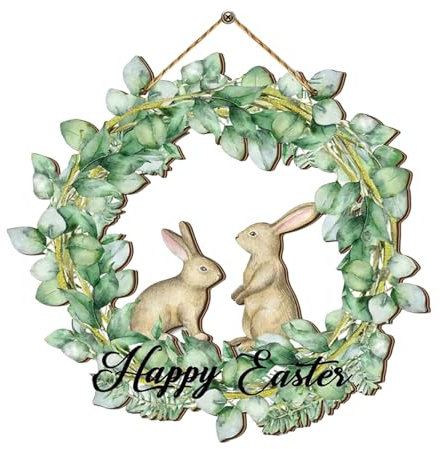 Grüner Hasenkranz, Osterdekoration, Osterkranz, Frühlingskranz, Deko, Osterkranz, Türkranz, hübscher Hasenkranz für Veranda, Tür und Wand (A)