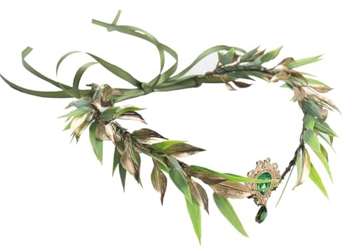 Hoshisea Feenblatt Waldelfen Kopfschmuck, Blumen Haarreif, Elfen Kopfschmuck, für Frauen（Grün）