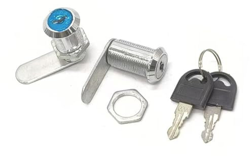 Wuyangcun Schrank-Nockenschloss mit Schlüssel, Briefkasten, Schublade, Schrank, Spind, Riegel, silberfarbene Zinklegierung, für Zuhause, Schrank, Briefkasten (16 mm)