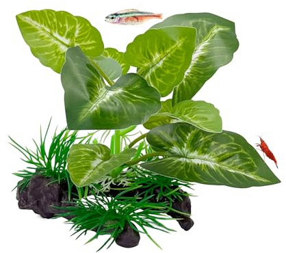 CTWPets Betta Driftwood Decor – Planta de acuario de seda suave para peces betta, camarones y tanques tropicales – Decoración segura y vibrante (verde selva)