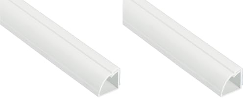 D-Line Quarter Round Cable Trunking, Quadrant Cable Cover, Paintable, Self-Adhesive Wire Cover, Corner Floor Trim, Cable Management - 22mm (W) x 22mm (H) x 1-meter Length - White (Pack of 2)