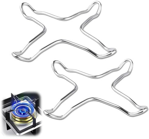 AOEVUIR 2 Pcs Adaptador Gas para Hornillo y Quemadores de Cocina Gas, Cruz Soporte para Ollas y Sartenes, Acero Inoxidable Universal Ultraligero (10 cm)
