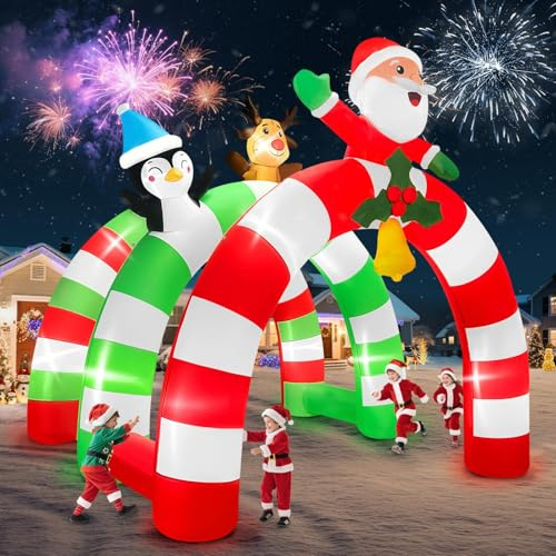 12FT Long Christmas Inflatable Archway, Kalolary Stereoscopic Santa Elk Inflatable Tunnel Penguin Christmas Inflatables Arch Blow up Xmas Outdoor Decoration for Shopping Mall Yard Lawn Garden Party