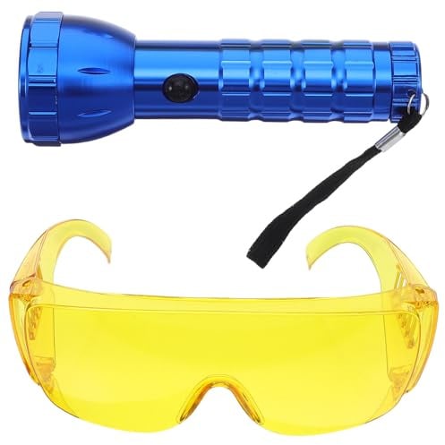 Zerodeko Fluoreszierende Lecksuchlampe für Auto Klimaanlagen Uv Taschenlampe mit Perlen Schnelles Lecktestgerät für Kfz Kühlsysteme Inklusive Batterie und Schutzbrille Langlebig und