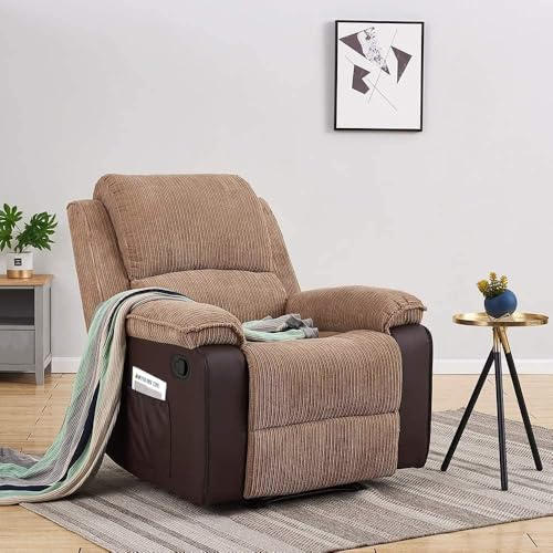 Eco Living Preston Jumbo Cord Manual Recliner Armchair – Brown