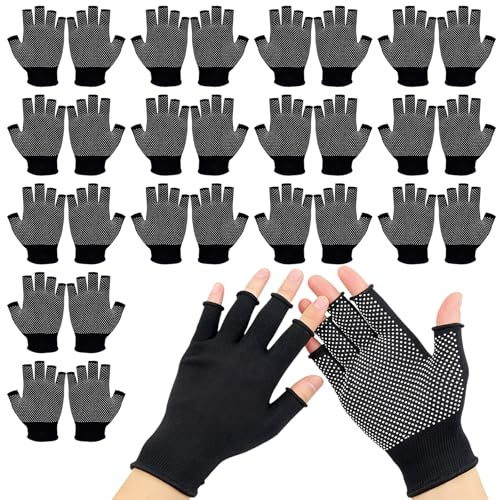 Lwezgi 14 Paare Fingerlose Handschuhe, Handschuhe Ohne Finger, Fingerless Gloves, Bequem Atmungsaktiv, Geeignet für Arbeit, Radfahren, Sport und Angeln, Unisex