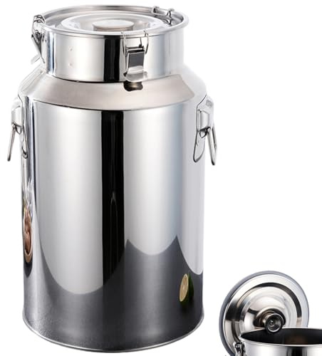 Edelstahl-Milchkanne, 6 l, robuster Milchkännchen mit versiegeltem Deckel, Hebering und Tragegriff. Edelstahl-Eimer zur Flüssigkeitsaufbewahrung, Kanne, Kanne